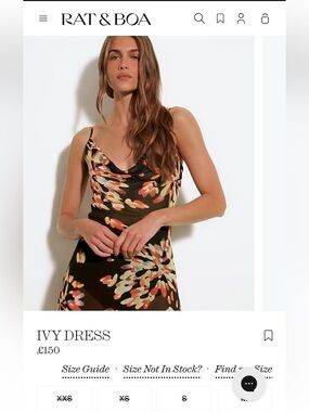 Rat & Boa Ivy Dress in Black Floral XS